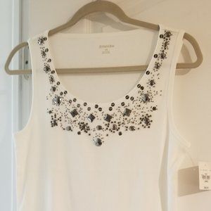 St. John's Bay Embellished Tank Top. Size Large. 100% Cotton.